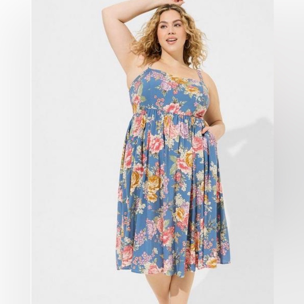 NWT Torrid Midi Challis Sweetheart Summer Flowy Floral Dress PLUS Size 3XL Short